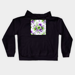 Purple Green Spring Flowers Kids Hoodie